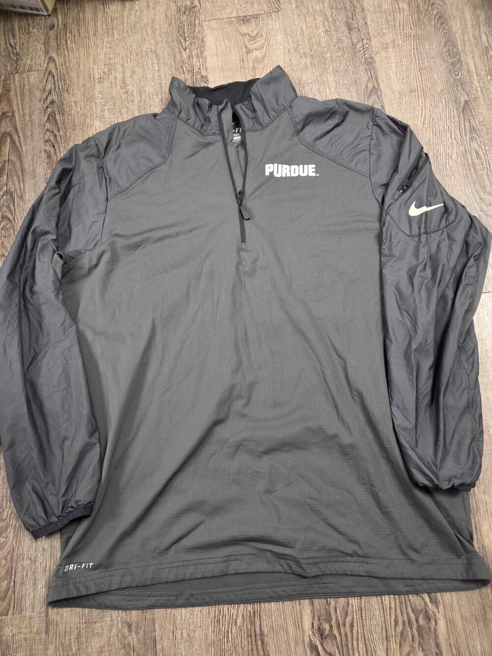 Nike Velocity Purdue University Boilermakers Gray Pullover 1/4 Zip XL Jacket
